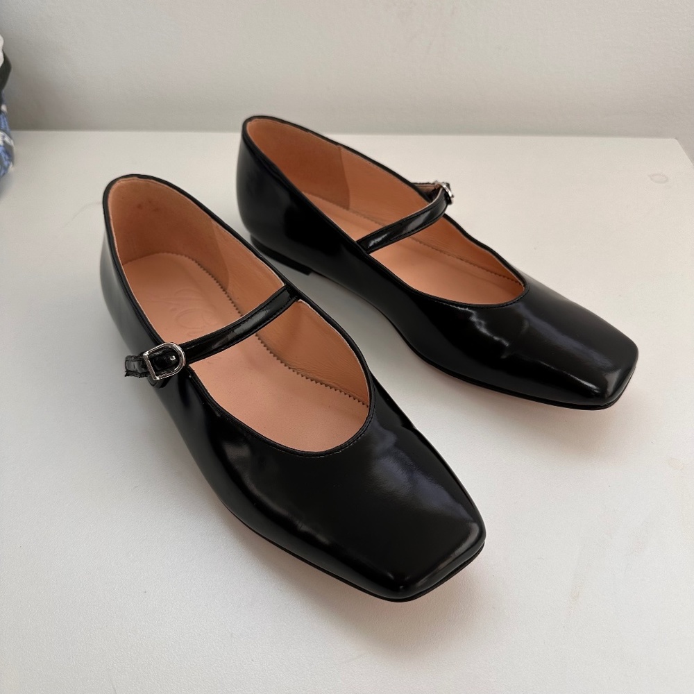 J. Crew Anya Mary Jane Flats in Black Leather
